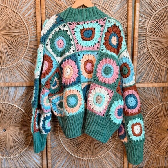 Handmade Crochet Cardigan Sweater By My Mom🫶🏻✨ - Picture 1 of 2